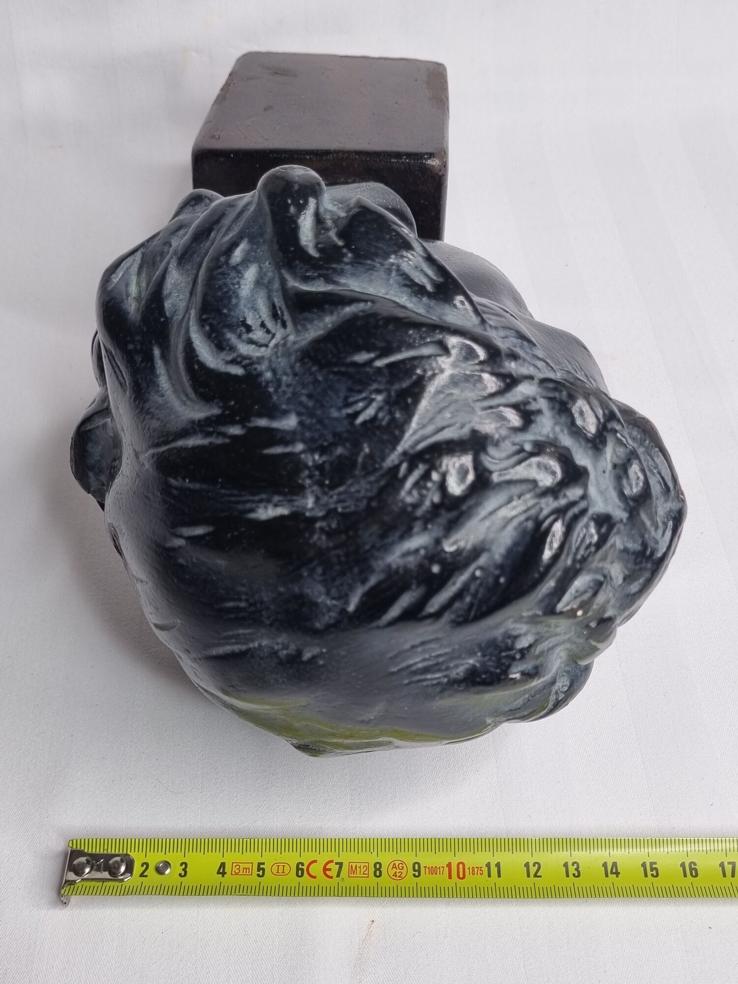 Bust of Beethoven in patinated plaster in imitation of bronze, signed, 27 cm