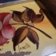 Plateau Art Déco peinture sur verre et bois
