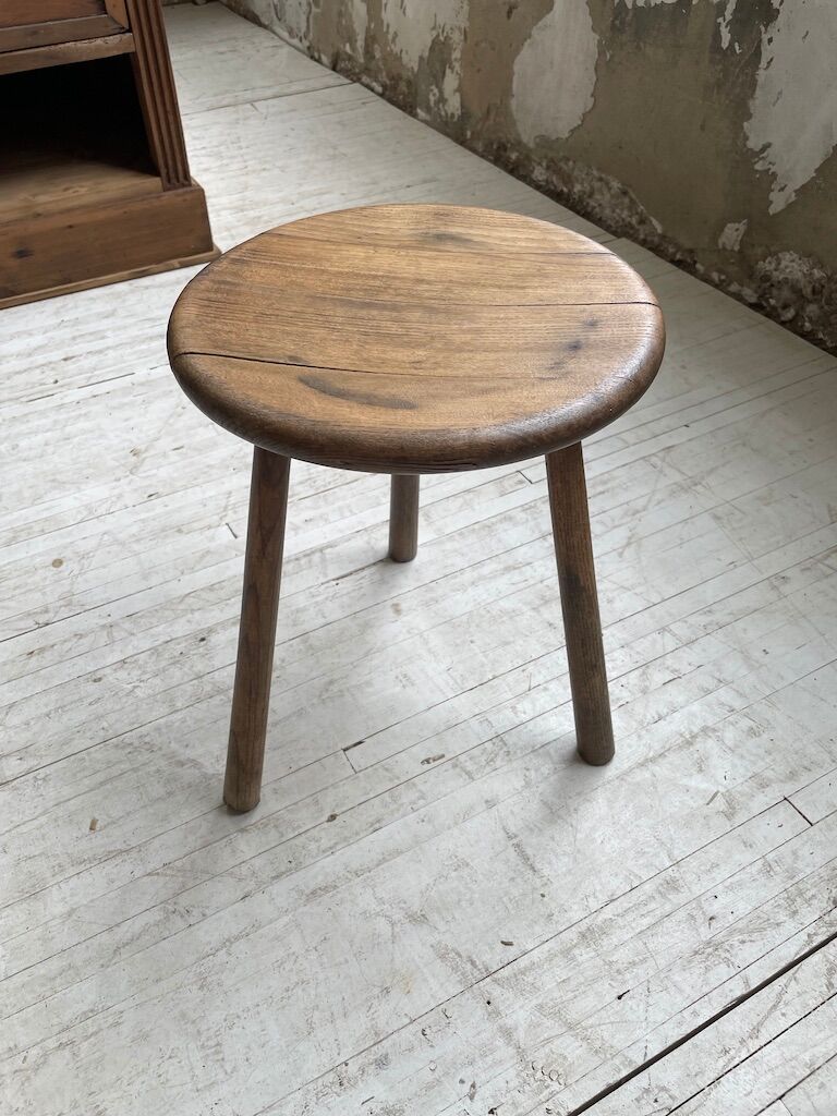 French tripod oak stool 50
