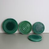 Set of 4 coasters in glass in green earthenware