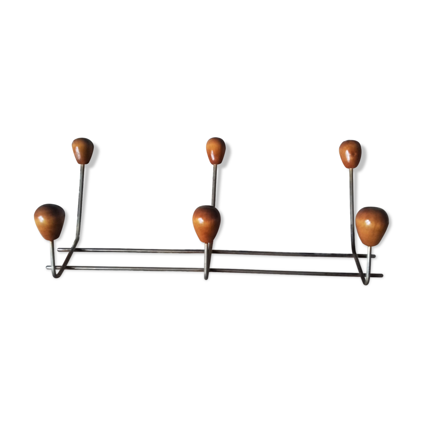 Porte Manteaux Double Barre Metal 6 Boules Bois Collection Vintage Selency