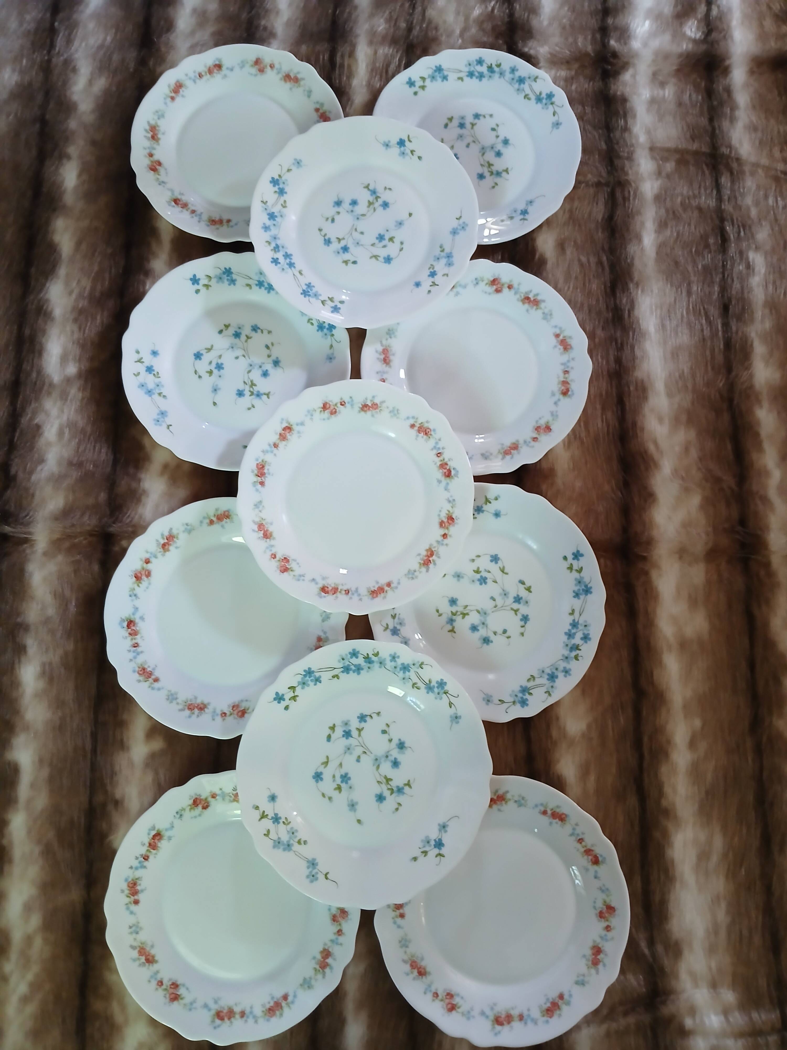 11 vintage dessert plates in Arcopal