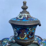 Bronze inkwell, cloisonné enamels, Napoleon III era