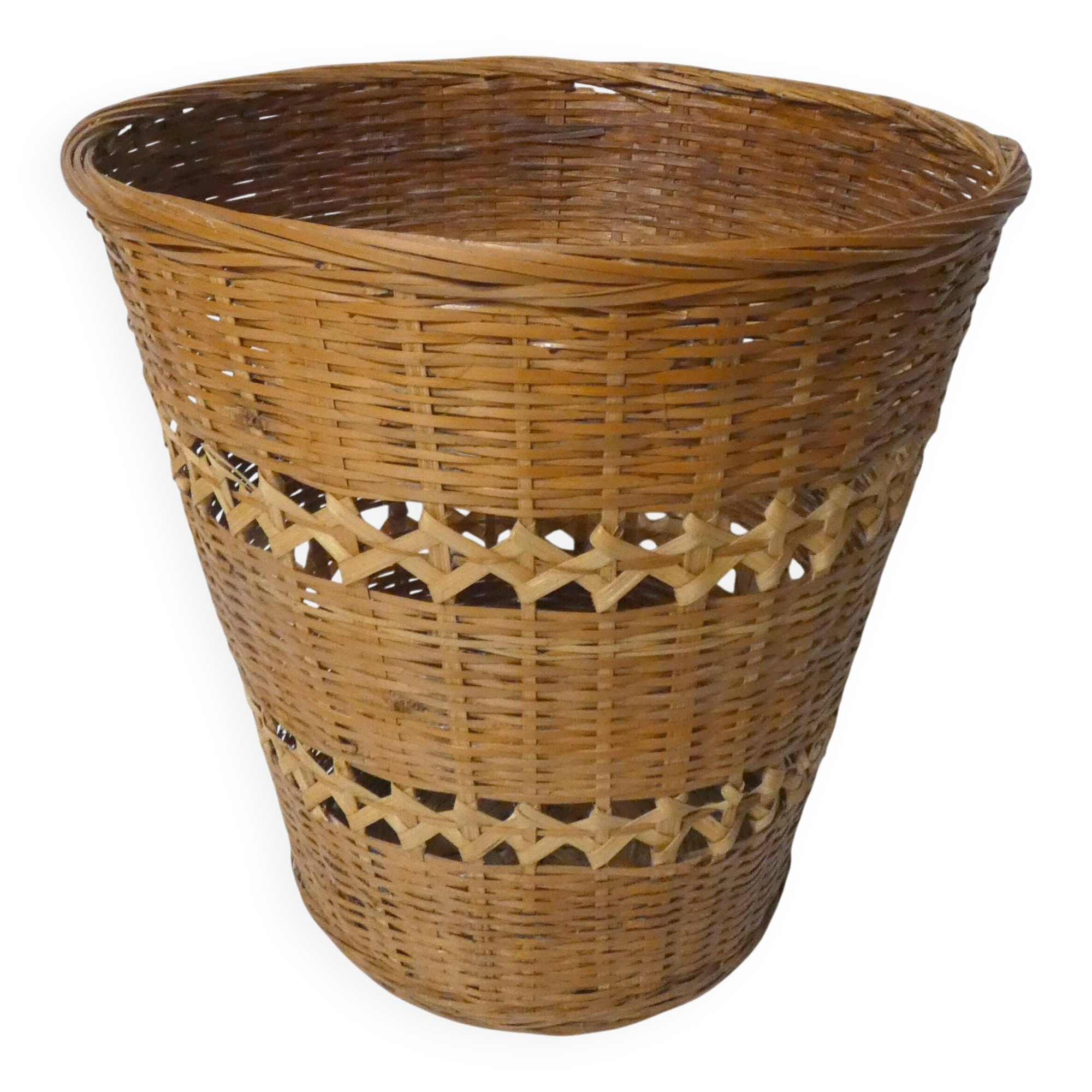 grand cache pot en rotin Vintage