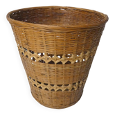 grand cache pot en rotin Vintage