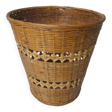 large vintage wicker cache pot