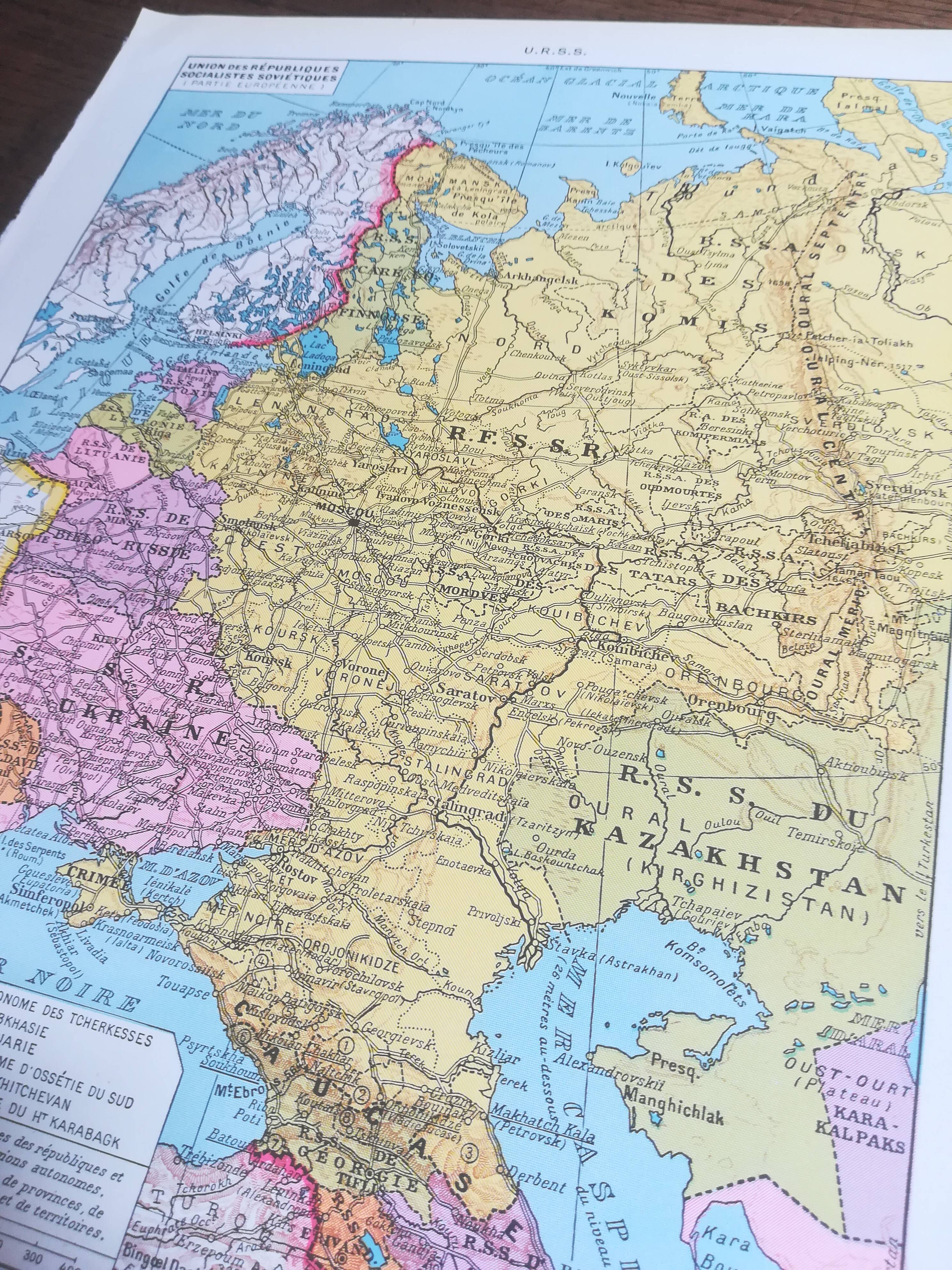 Old map of the USSR from 1928