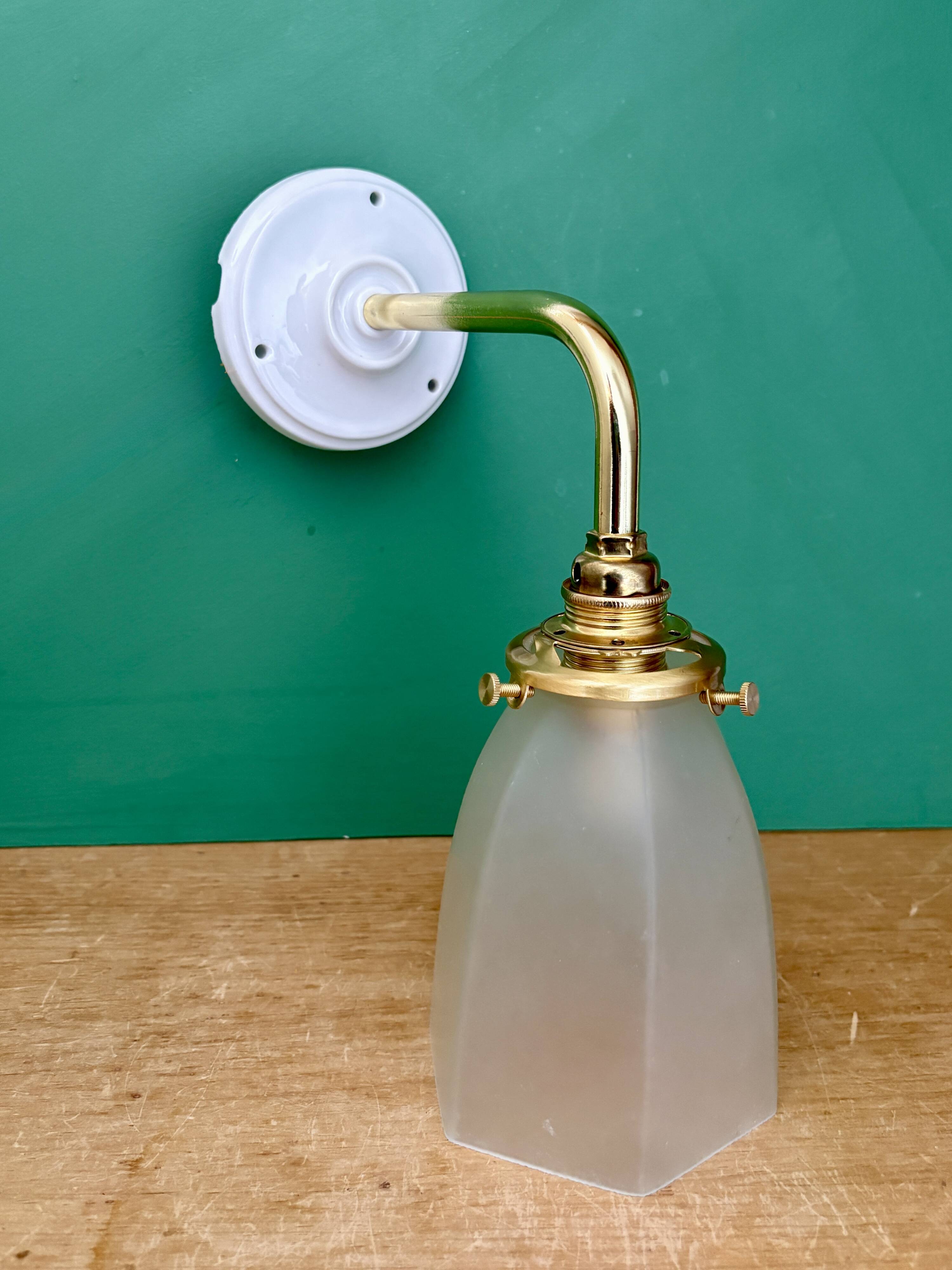 Vintage frosted glass tulip wall light