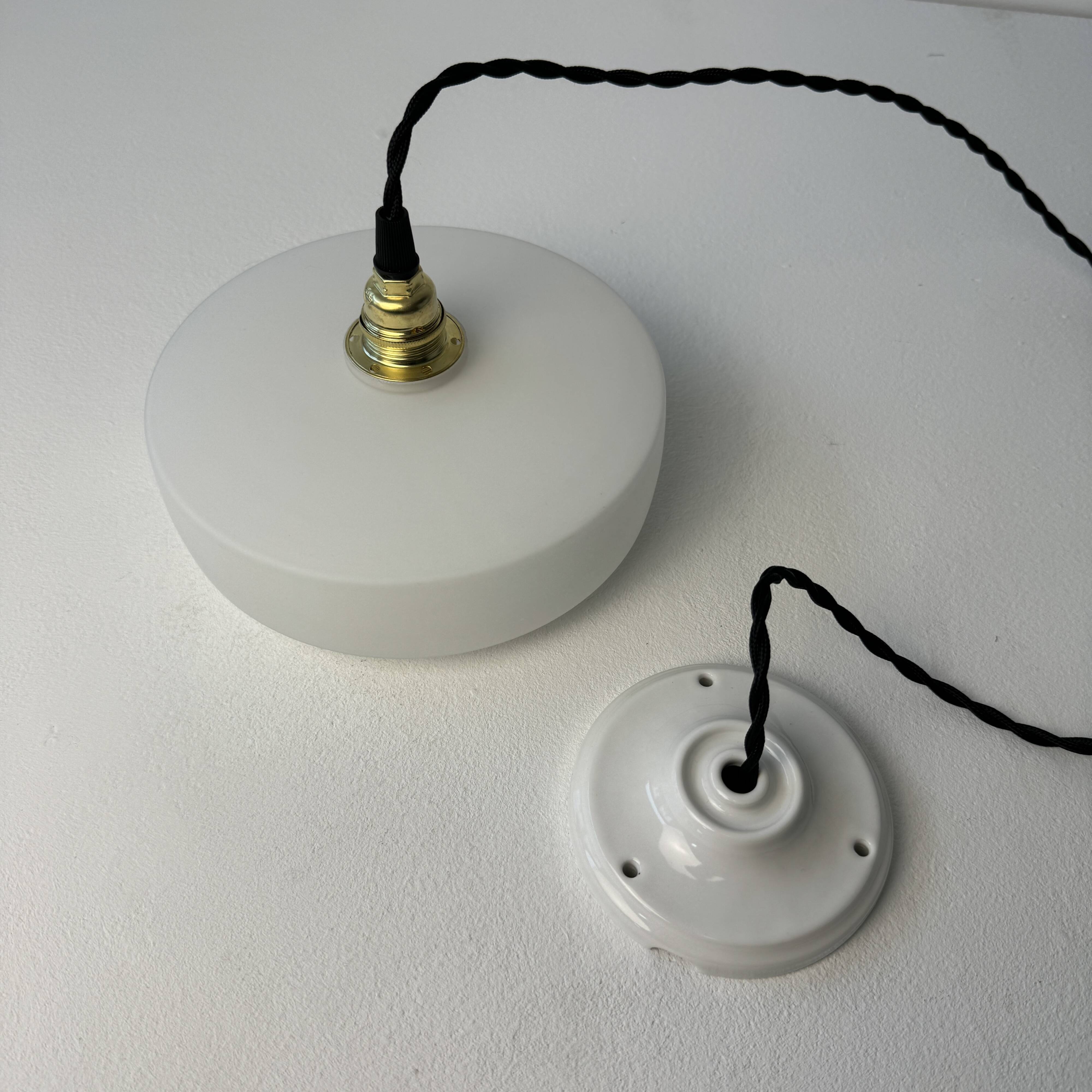Pair of old ufo pendants in vintage opaline