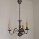 Italian Vintage Silver Brushed Metal 3 Light Flemish Style Chandelier