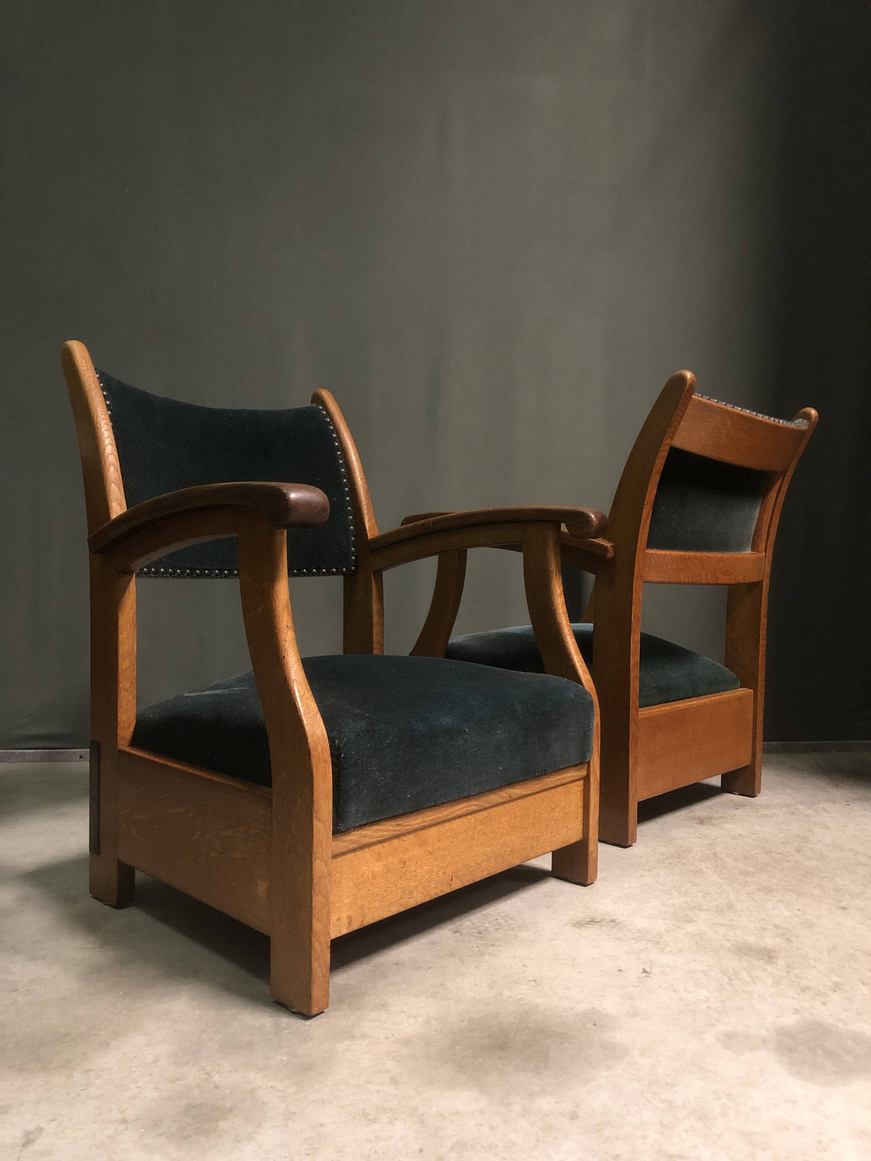 Pair of 1930's Dutch lounge chairs