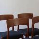 4 vintage Scandinavian chairs in teak and blue fabric - Model 26 by Henning Kjærnulf