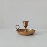 Vintage golden brass hand candle holder