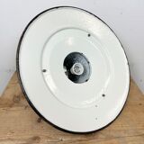 Industrial White Enamel Factory Pendant Lamp, 1960s