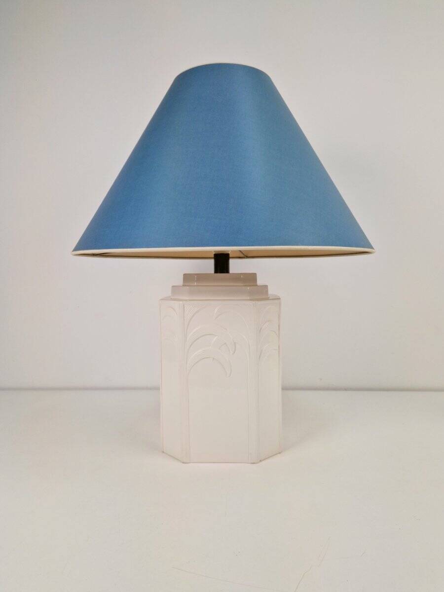 White Ceramic Palm Tree Table Lamp in the style of Serge Roche, 1970s