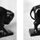 Large porcelain bison figurine, Vintage Mid-Century Nordic Modern Black