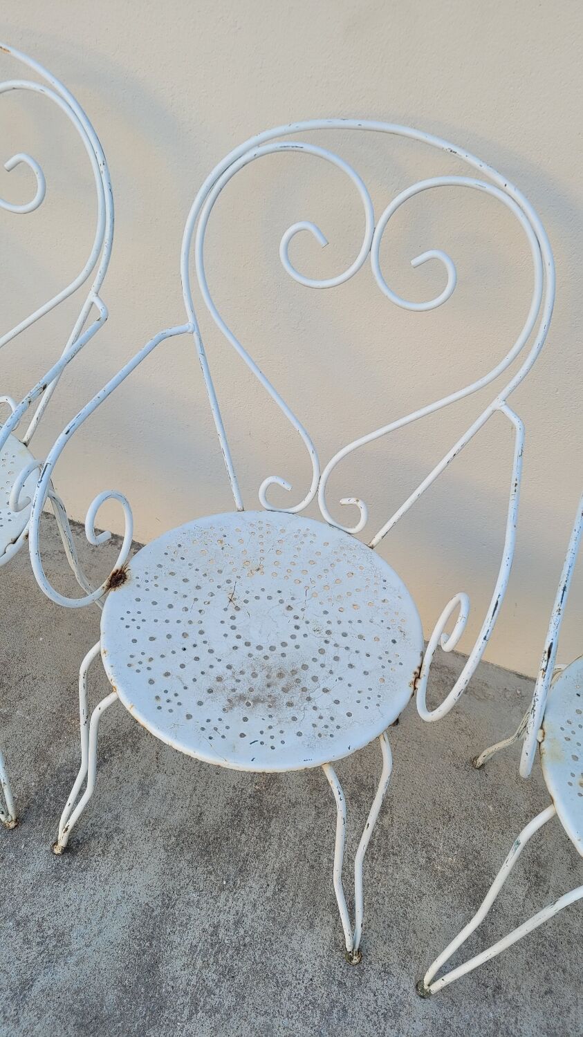 Salon de jardin série de 6 fauteuils en fer de jardin