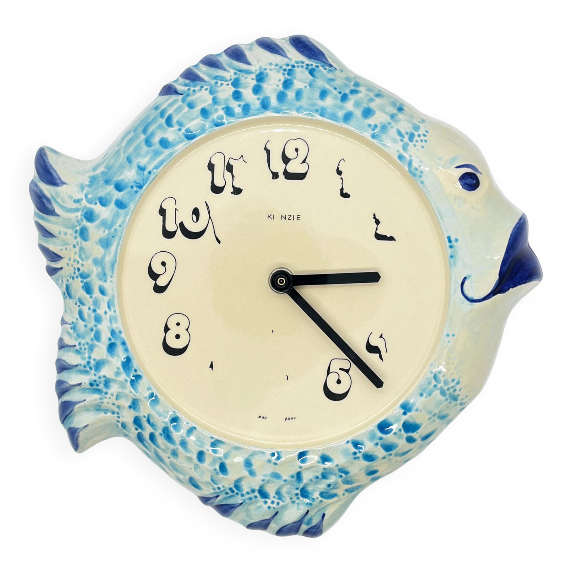 Popart fish-shaped wall clock, Kienzle, Germany, 1980s