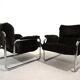 Lot de 2 fauteuils lounge cantilever chromés Herlag par Johan Bertil Häggström