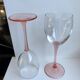 Set of 6 wine glasses with pink feet 70s