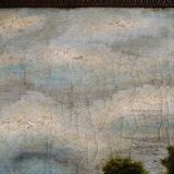 Antique oil painting, vintage bucolic countryside painting.