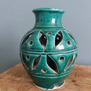 Vase artisanal ajouré emeraude
