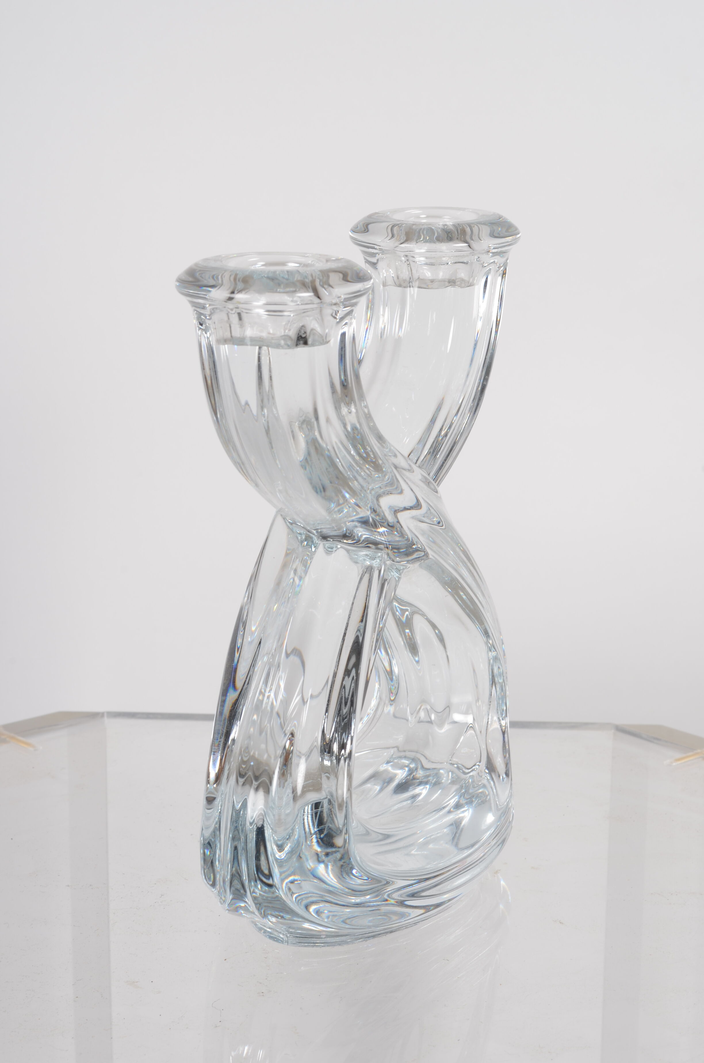 Double candle holder in Vannes crystal