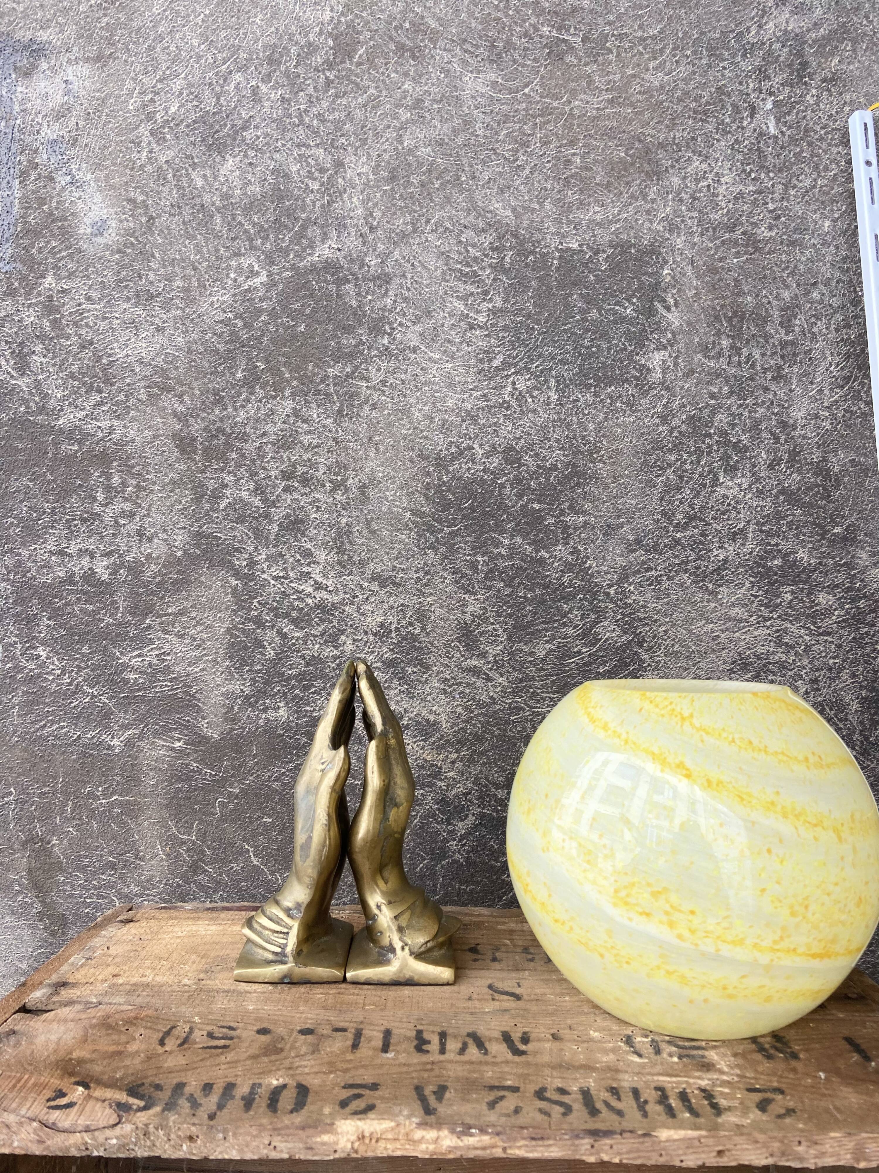 Glass ball vase of Clichy yellow pop