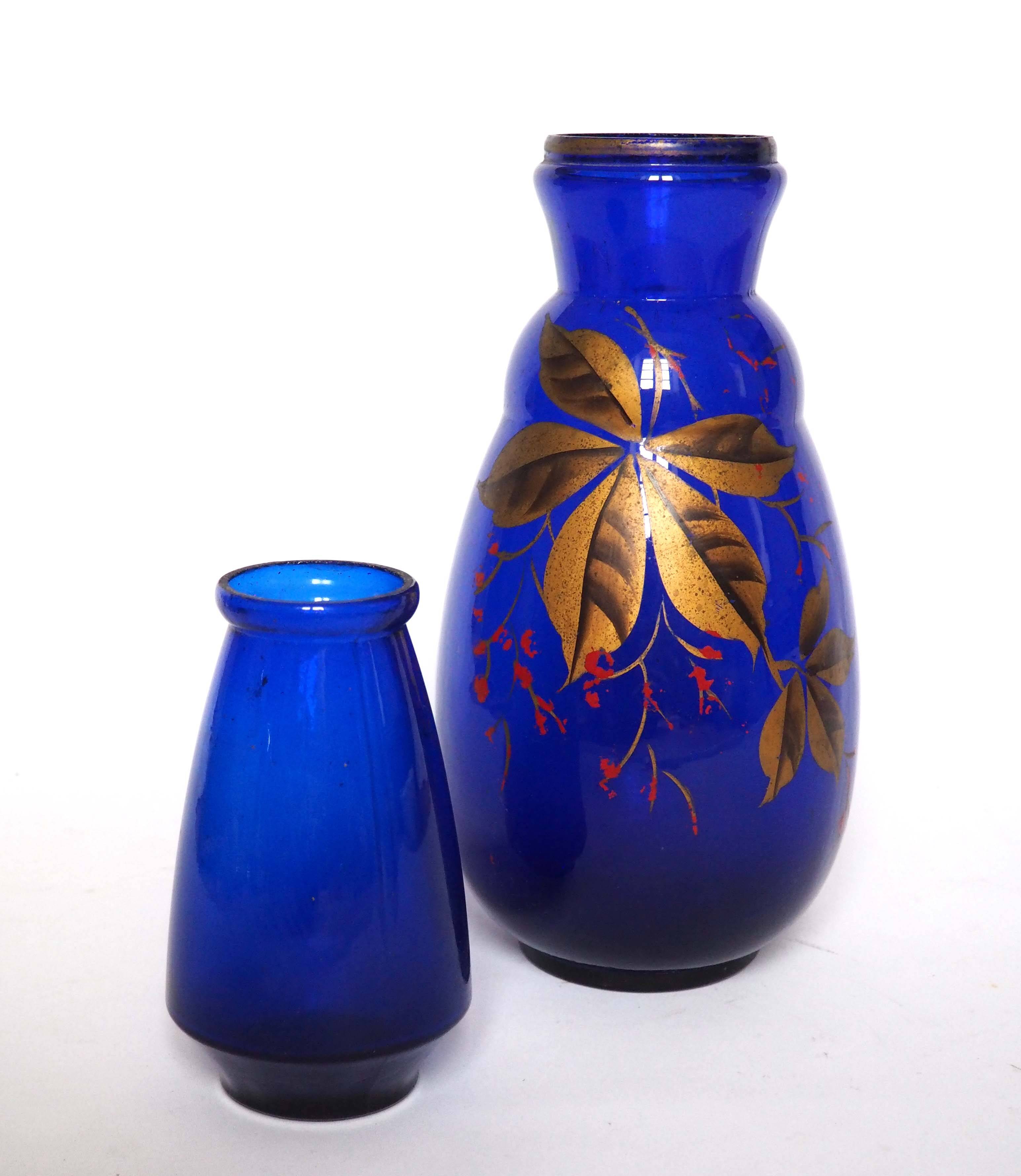 Large midnight blue glass vase