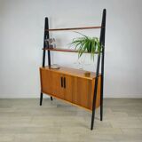 Vintage 1960s Scandinavian teak bookcase with compass legs