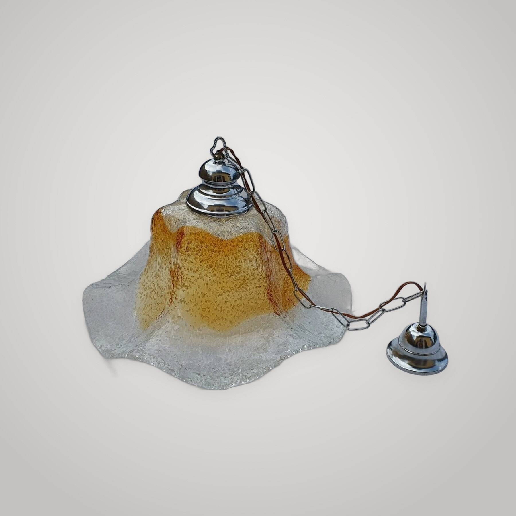 Vintage Flower Suspension Lamp Murano Glass Mazzega Italy 1960s/70s