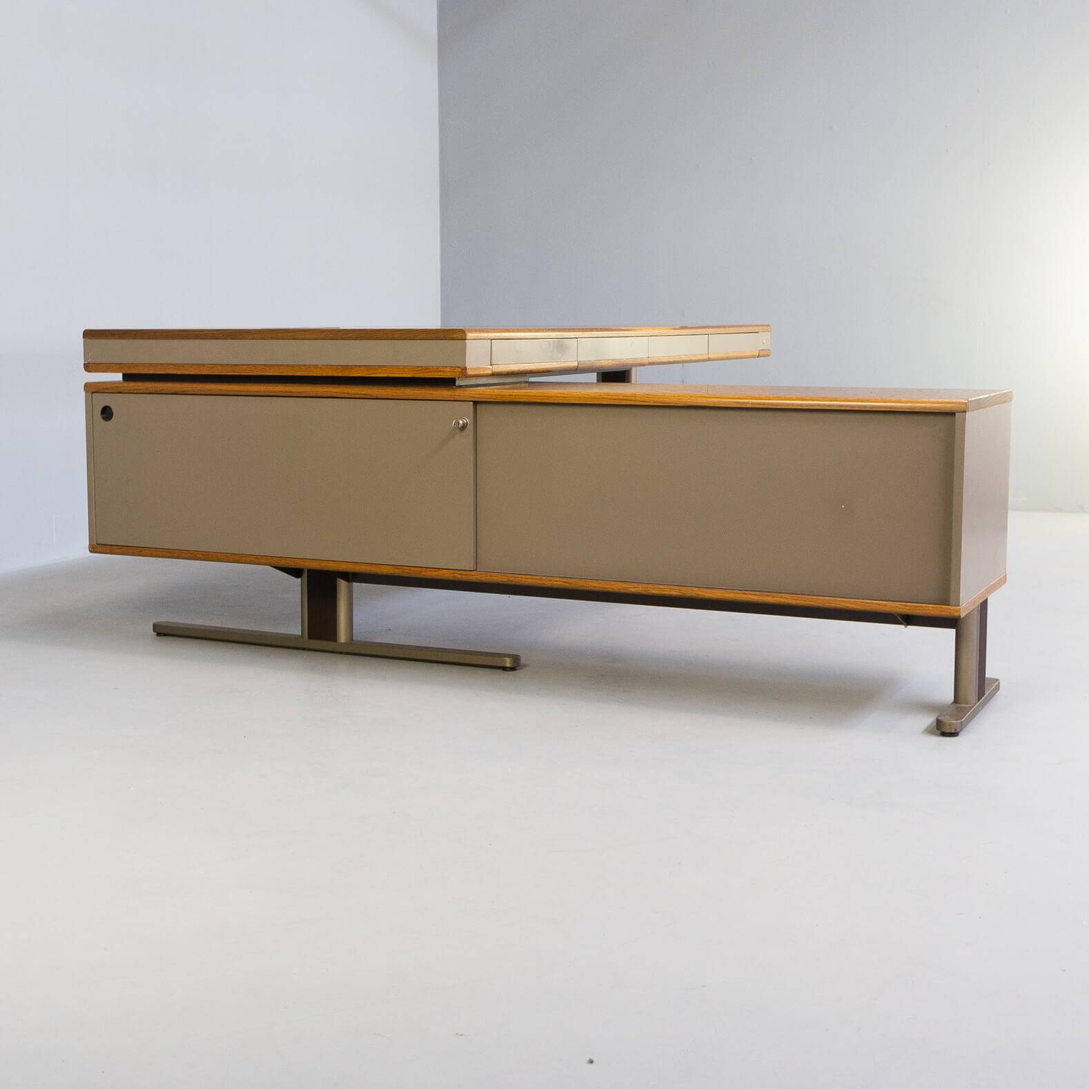 70s executive writing desk with side cabinet