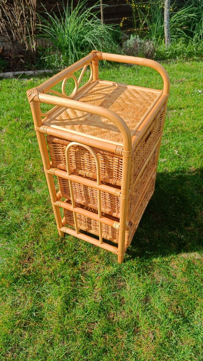 Vintage rattan chest of drawers