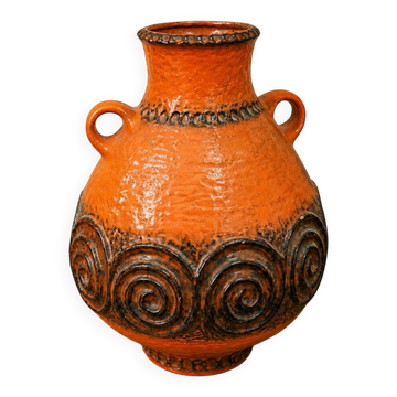 Important glazed ceramic vase, baluster-shaped with a generous body.