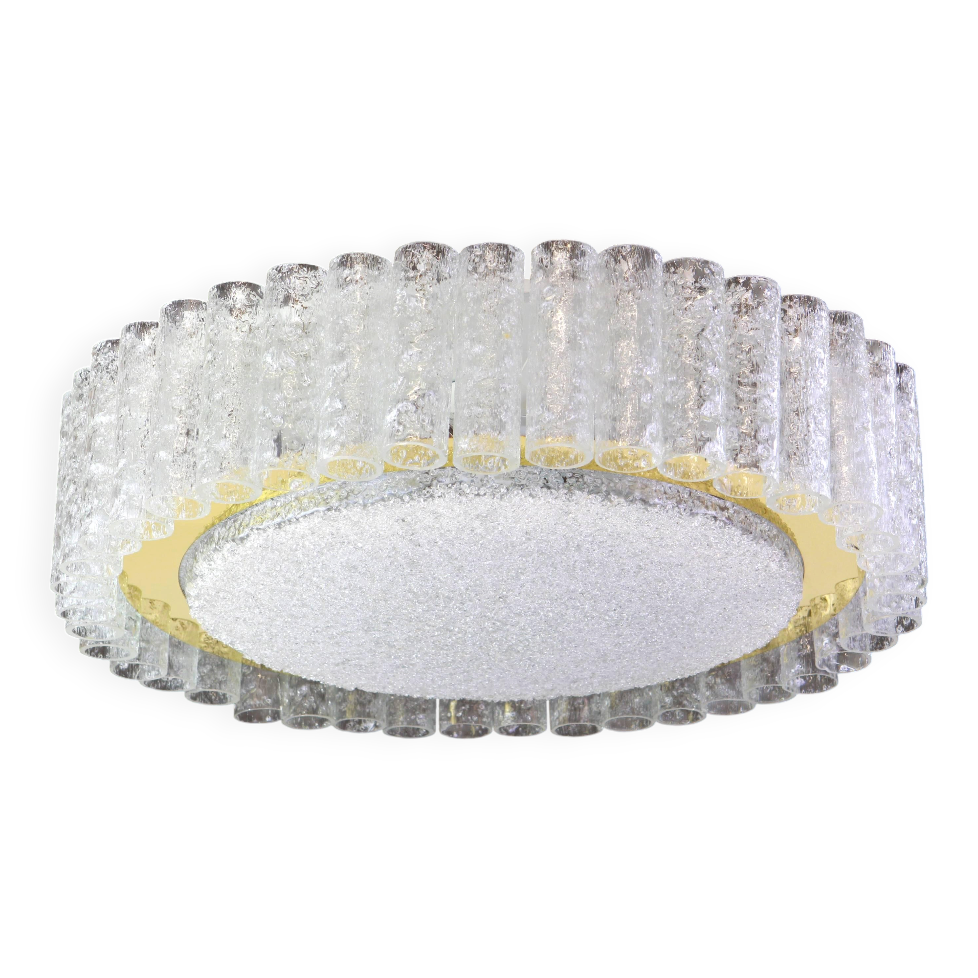 1 of 2 Stunning Murano Glass Tubes Ceiling Light by Doria, Germany, 1960s