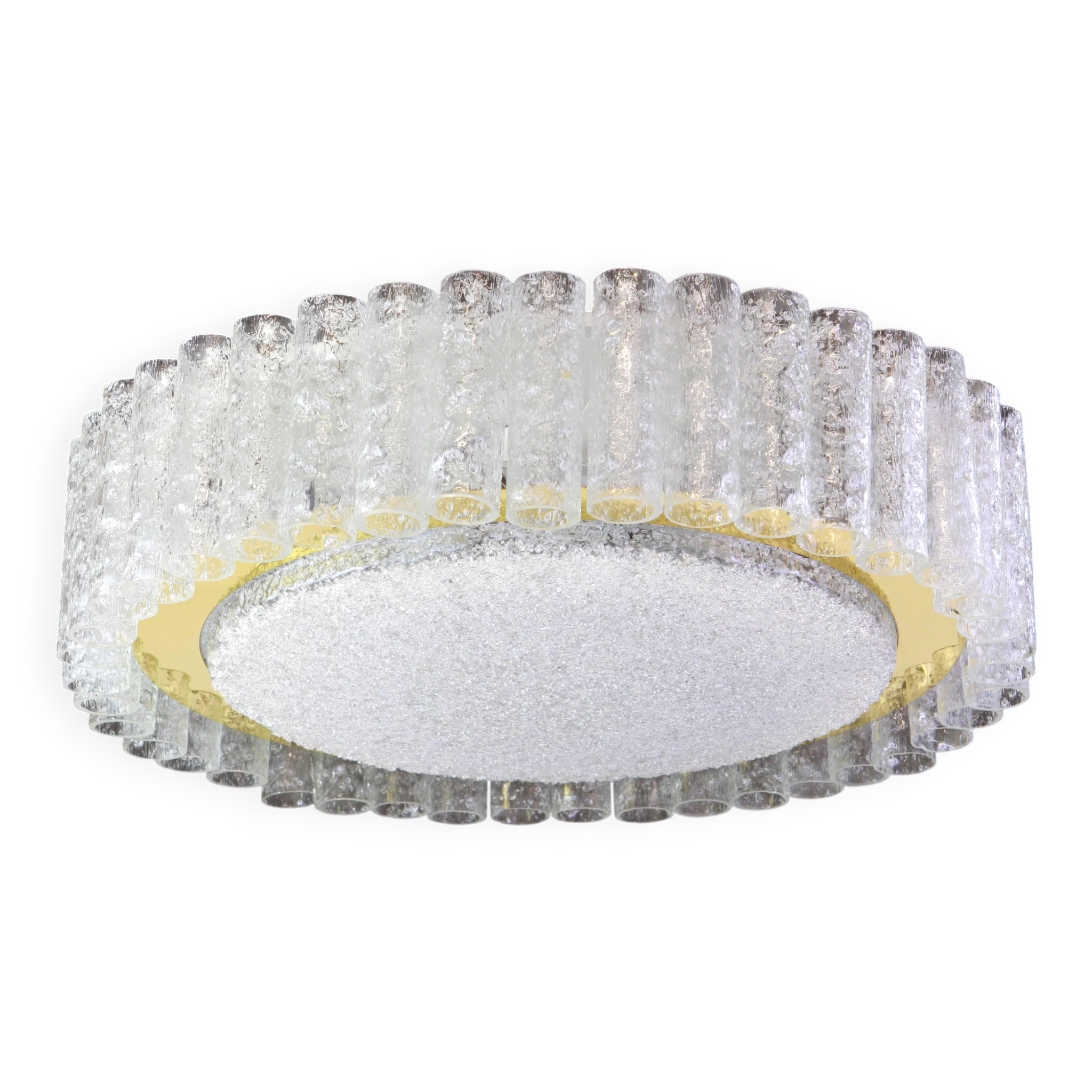 1 of 2 Stunning Murano Glass Tubes Ceiling Light by Doria, Germany, 1960s