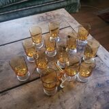 Set of 14 amber glasses – France, 1960s-1970s