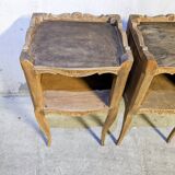 Pair of Louis XV style tables in solid oak, 1960