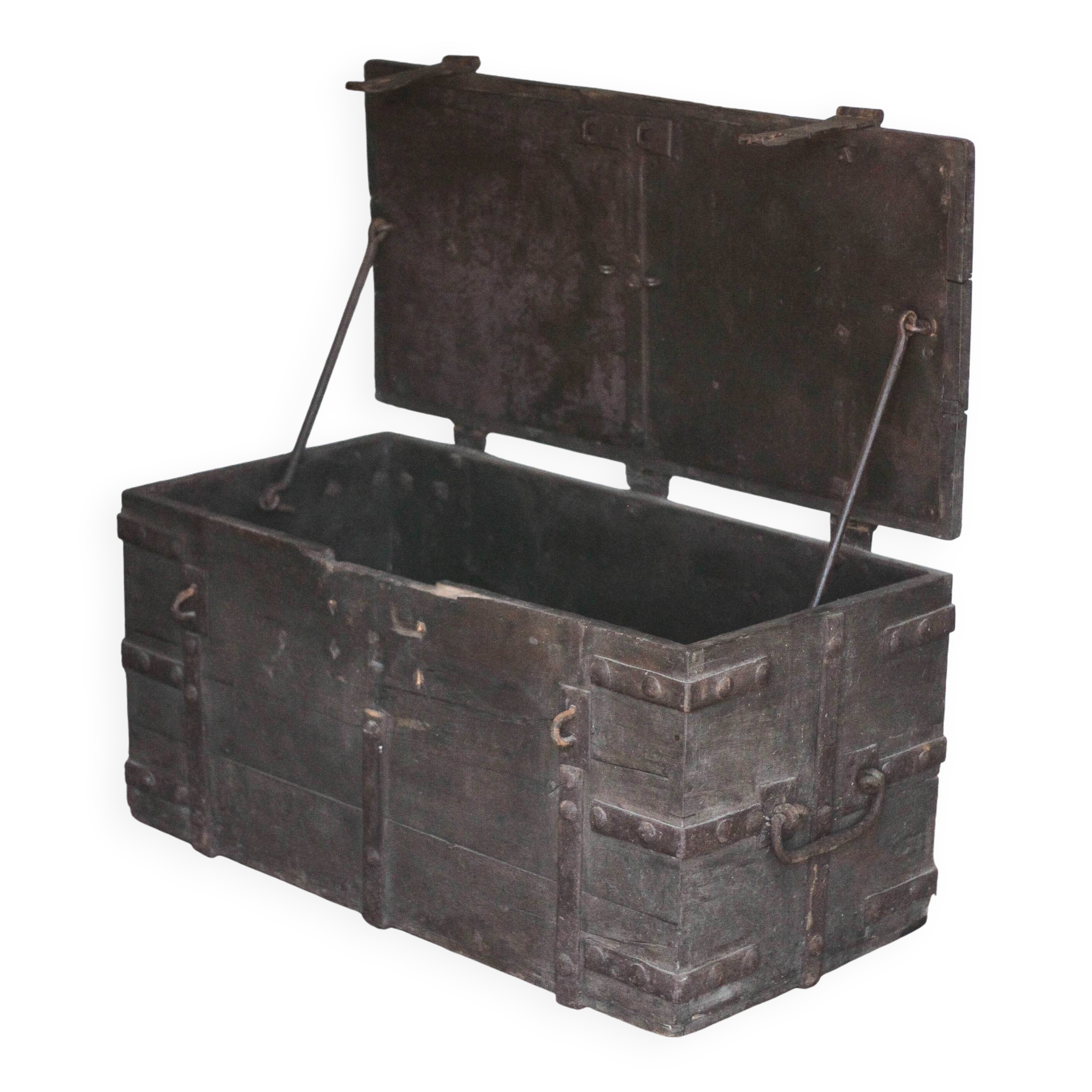 Old wooden chest with fittings, corsair chest, storage chest