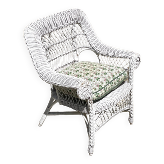 Vintage rattan kids armchair