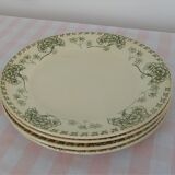 Set of 4 flat plates in earthenware of Sarreguemines palmyra pattern