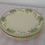 Lot de 4 assiettes plates en faïence de Sarreguemines motif Palmyre