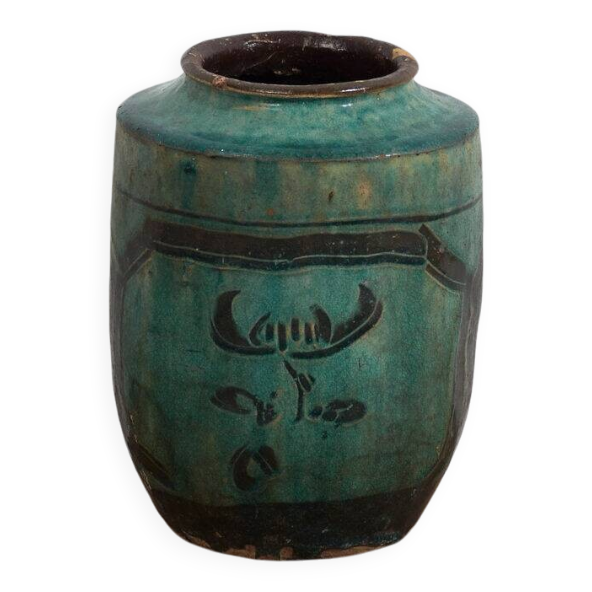 Ancient emerald green enamelled vase (circa 1820) #26