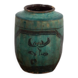 Ancient emerald green enamelled vase (circa 1820) #26