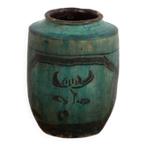 Ancient emerald green enamelled vase (circa 1820) #26