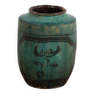 Vase ancien émaillé vert émeraude (vers 1820) #26