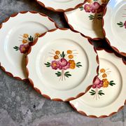 10 hand-painted Longchamp dessert plates, service "Agen" 1950s'