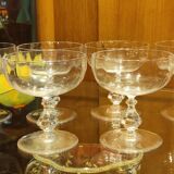 Set of 8 large crystal champagne glasses