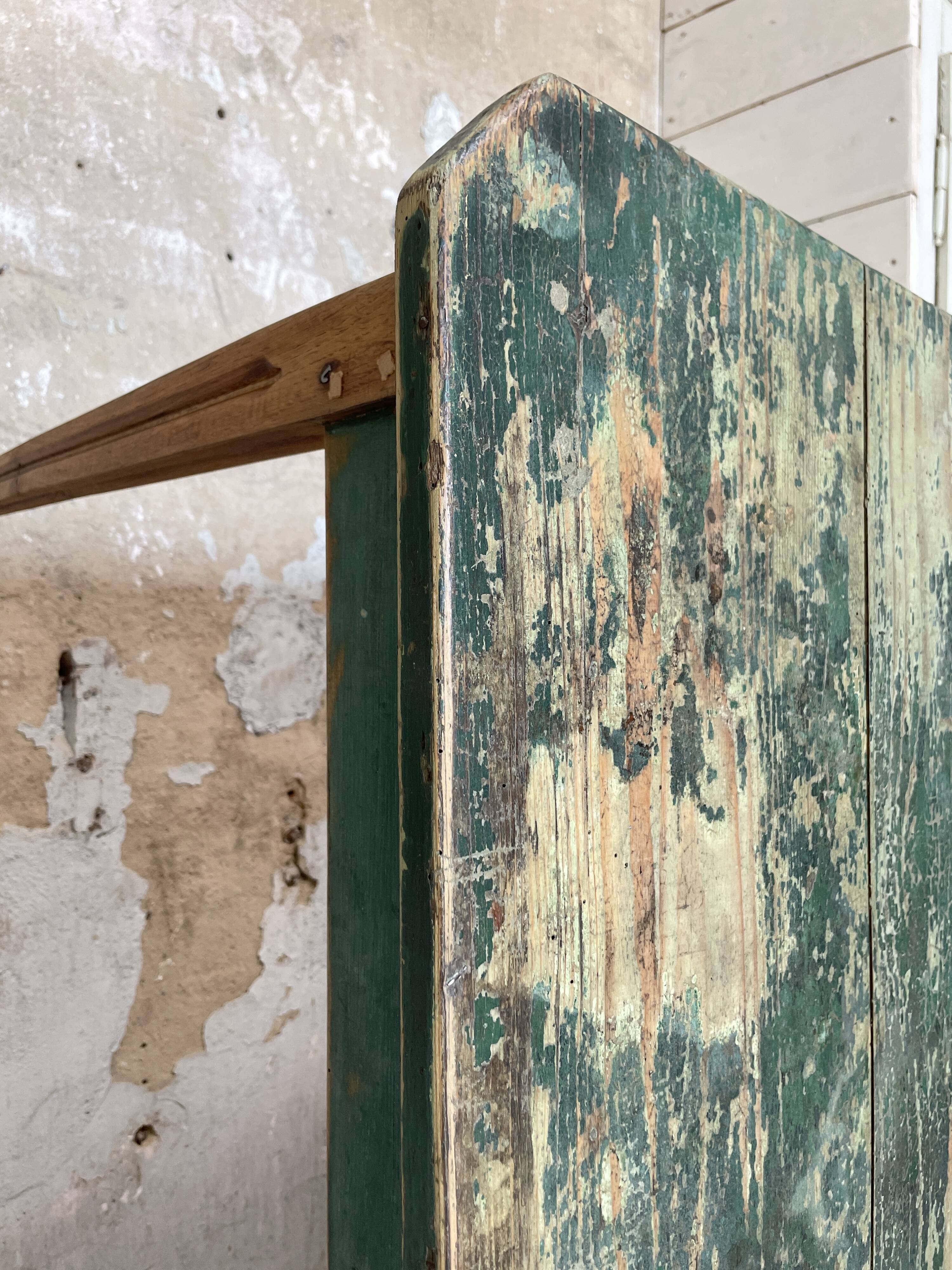 Vintage farm table with spindle legs.