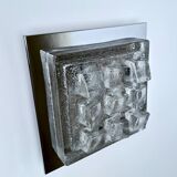 Sculptural Wall Lamp Vintage 60s, Glass and Chrome